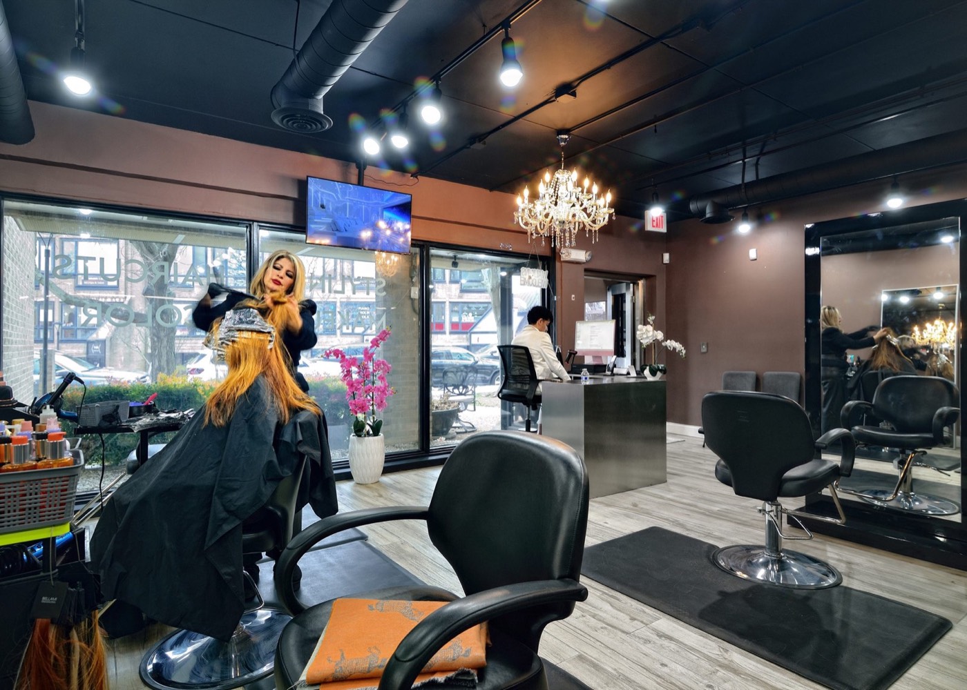 Color service in progress at the salon